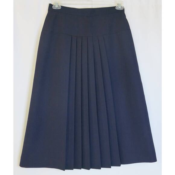VINTAGE Ship N Shore Pleated Skirt Size 14 Mid Length Blue Preppy Classic Geek - Picture 1 of 7